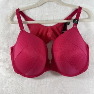 Torrid 44DD Perfect T-Shirt Push-Up Front-Close Bra Pink Diamond‎ Texture New